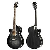 Winzz Linkshänder Gitarre Akustik, Westerngitarre Schwarz 40 Zoll, Gitarre Anfänger Set mit Gitarre Tonabnehmer, Gitarrenständer, Gitarren Plektrum, Gitarrengurt, Gitarrenstimmgerät, Gitarrentasche - 2