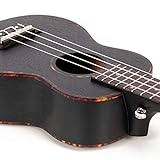 Cascha Mahagoni Black Sopran Linkshänder Ukulele Erwachsene & Kinder - inkl. 3 Plektren & gepolsterte Tasche - Mahagoniholz-Ukulele für Anfänger & Fortgeschrittene - Aquila Nylon-Saiten - 8